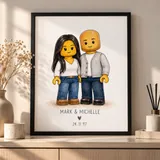 Mark and Michelle brick portrait in a black frame