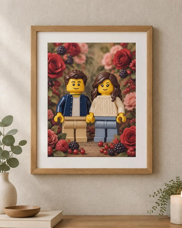 Amora Brick Portrait, a playful personalised gift for a couple